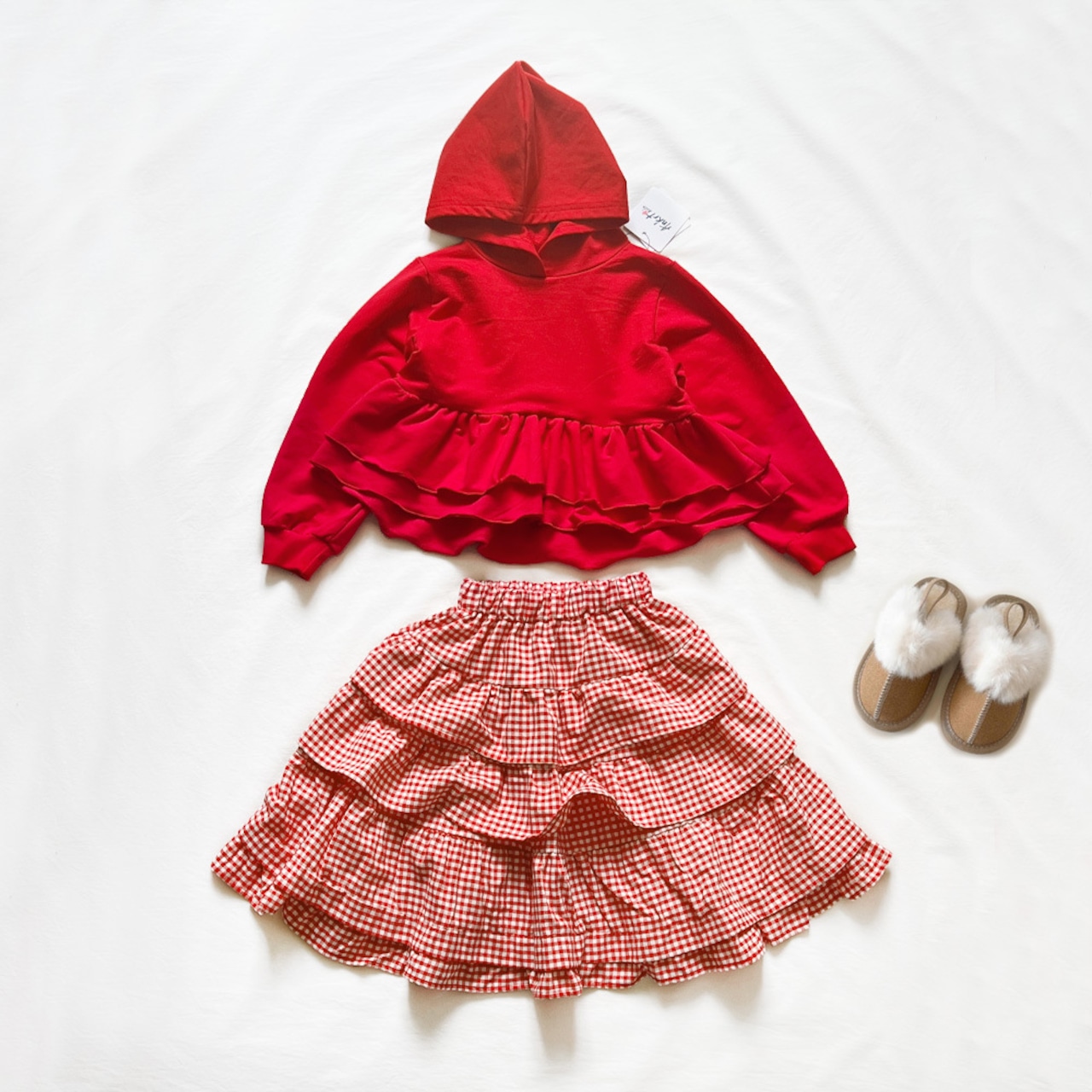 秋チェックティアードロングスカート