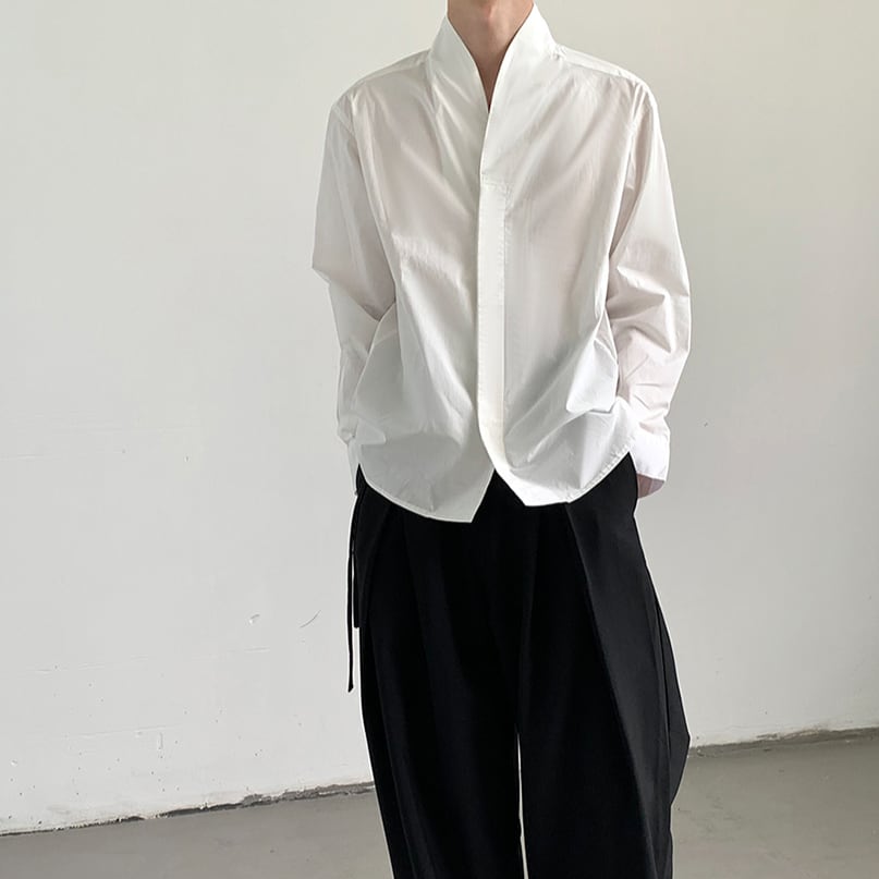 fly foufou フライフロント スタンドカラーシャツ front stand collar