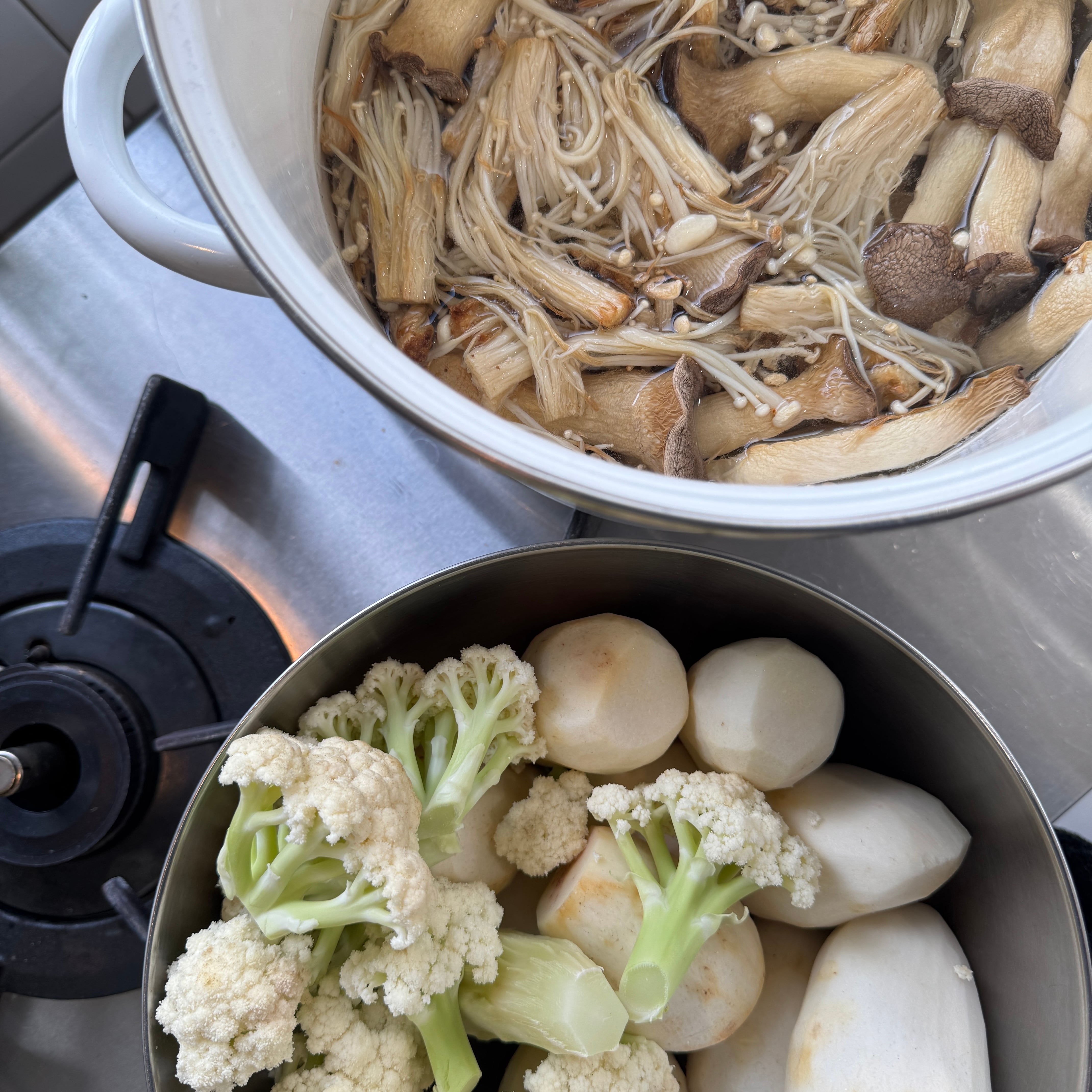 イワシとあじの焼きつみれ - きのこと野菜のすりながし -