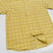 美品◆Munsingwear マンシングウェア シアサッカー ボタンダウン BD チェック柄 半袖シャツ サイズ MA/イエロー系/ゴルフ/日本製