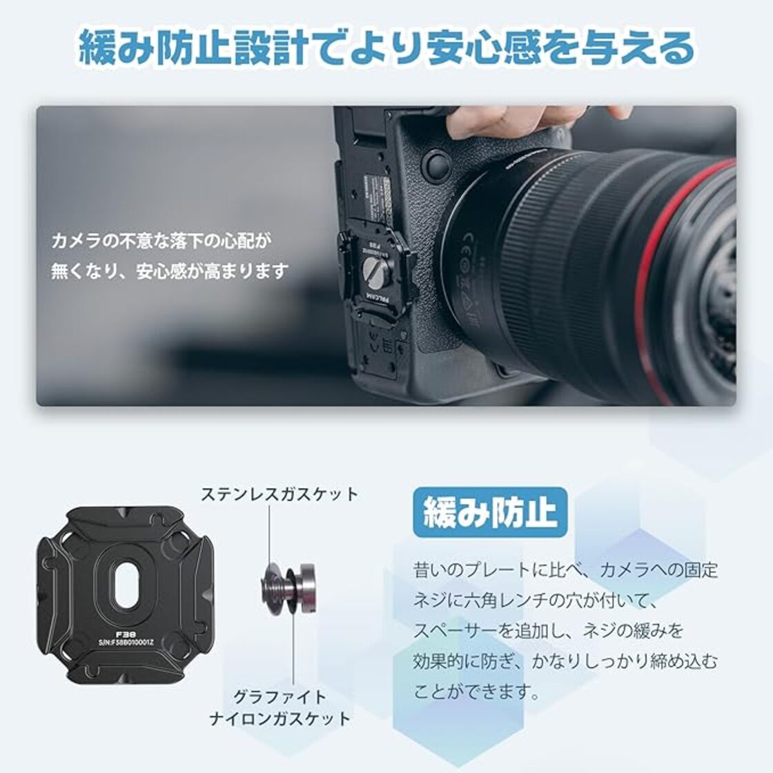 ULANZI F38回転ズレ防止プレート クイックリリースプレート アルカ 