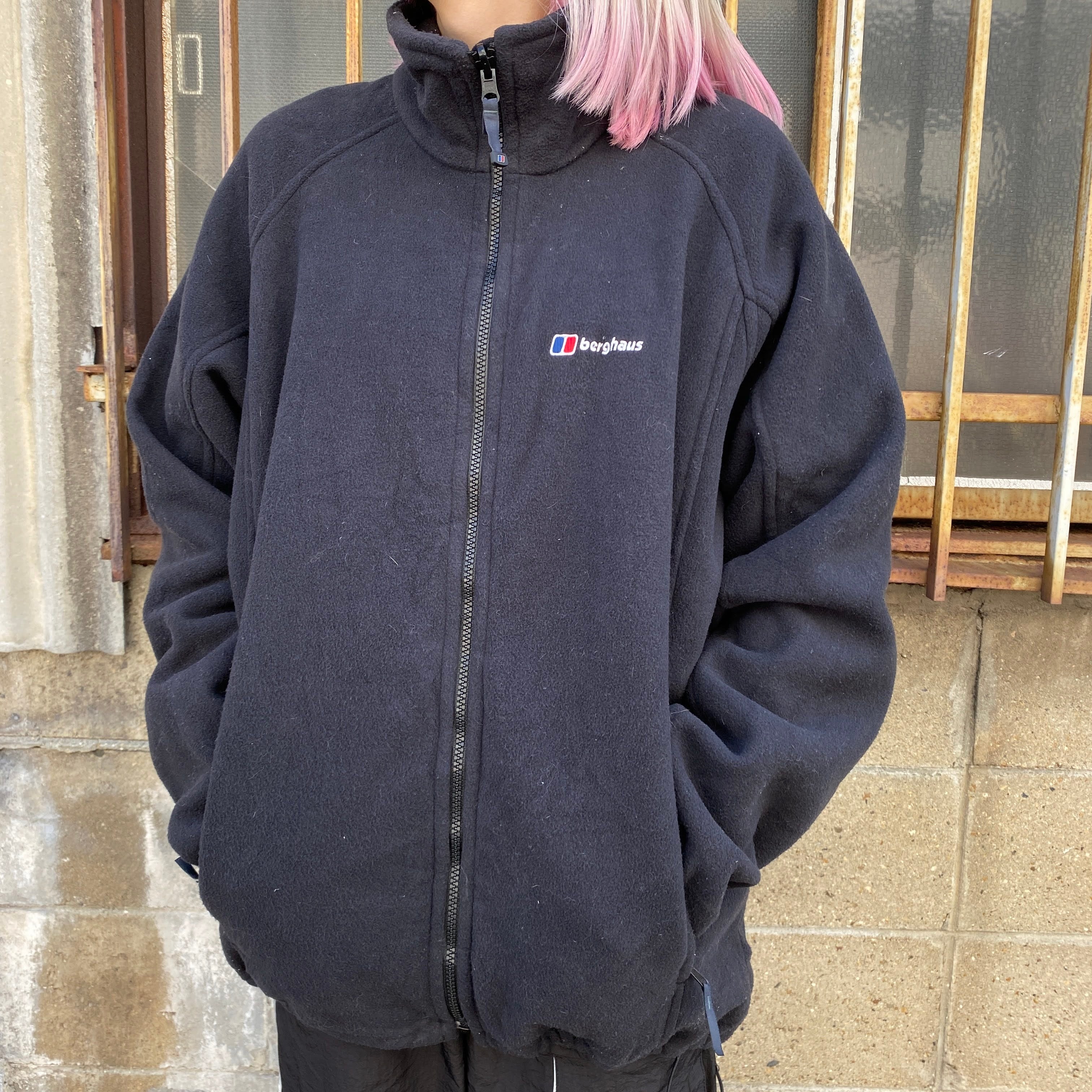 berghaus バーグハウス フリースジャケット メンズL 古着 黒 ワン