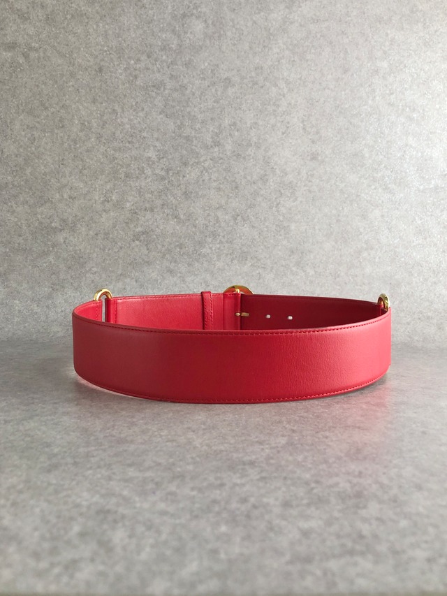 Christian Dior クリスチャン ディオール ベルト レッド オーバル レザー vintage ヴィンテージ オールド x8prhh