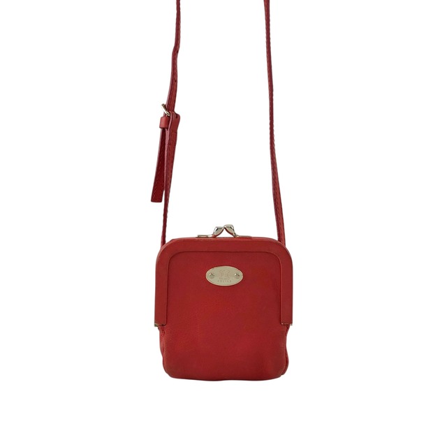 CELINE セリーヌ ショルダーバッグ レッド ブラゾン レザー ミニバッグ がま口 ポシェット vintage ヴィンテージ オールド nphuik