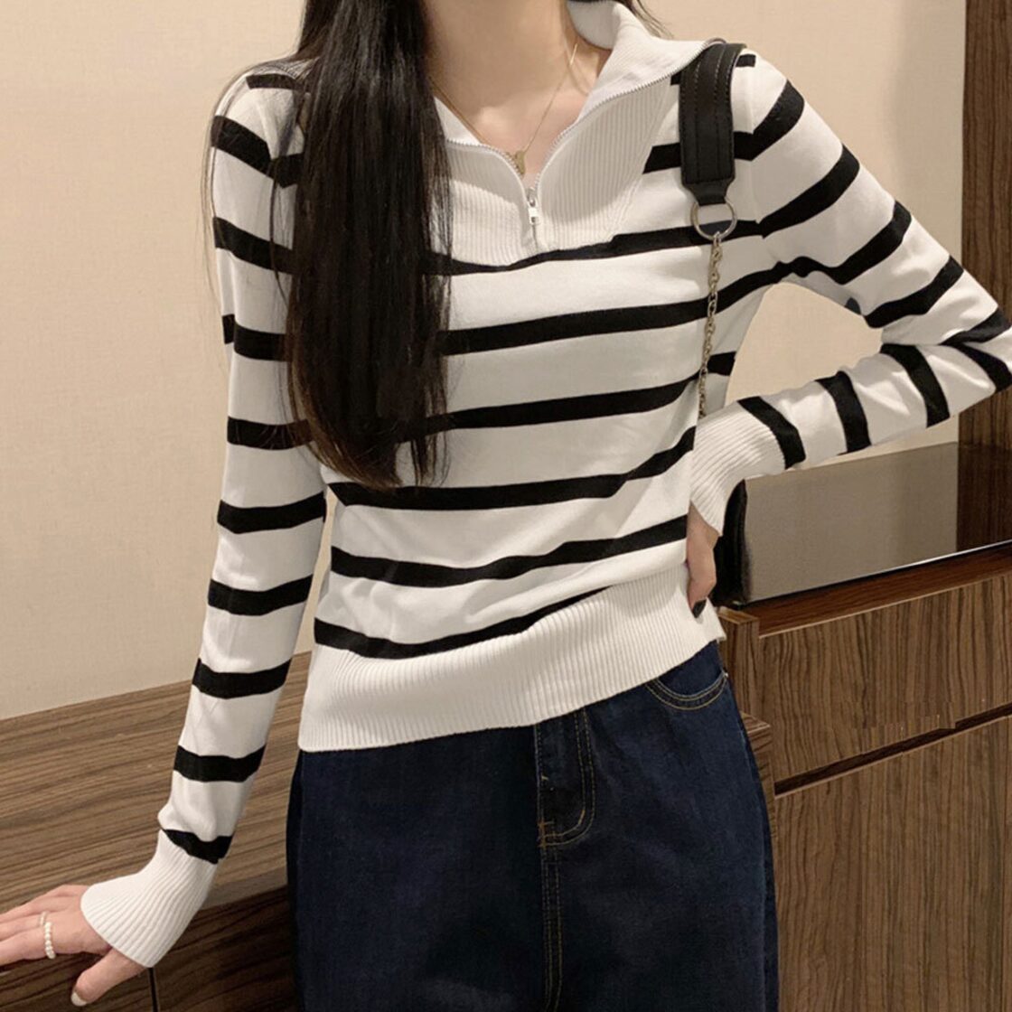 ボーダー ニット トップス レディース 春秋冬 韓国 おしゃれ 大人 
