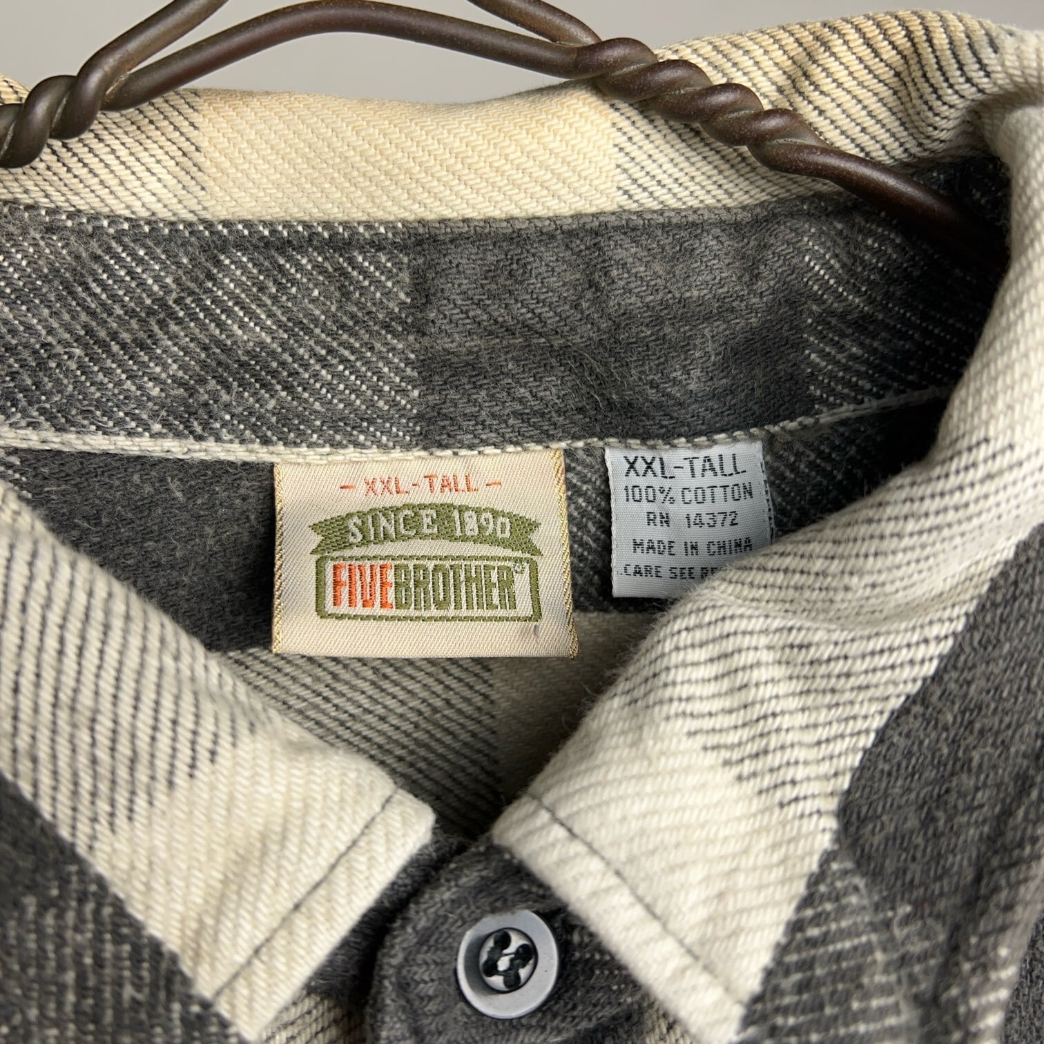00's FIVE BROTHER Heavy Flannel Shirt White&Black 00年代 ファイブ