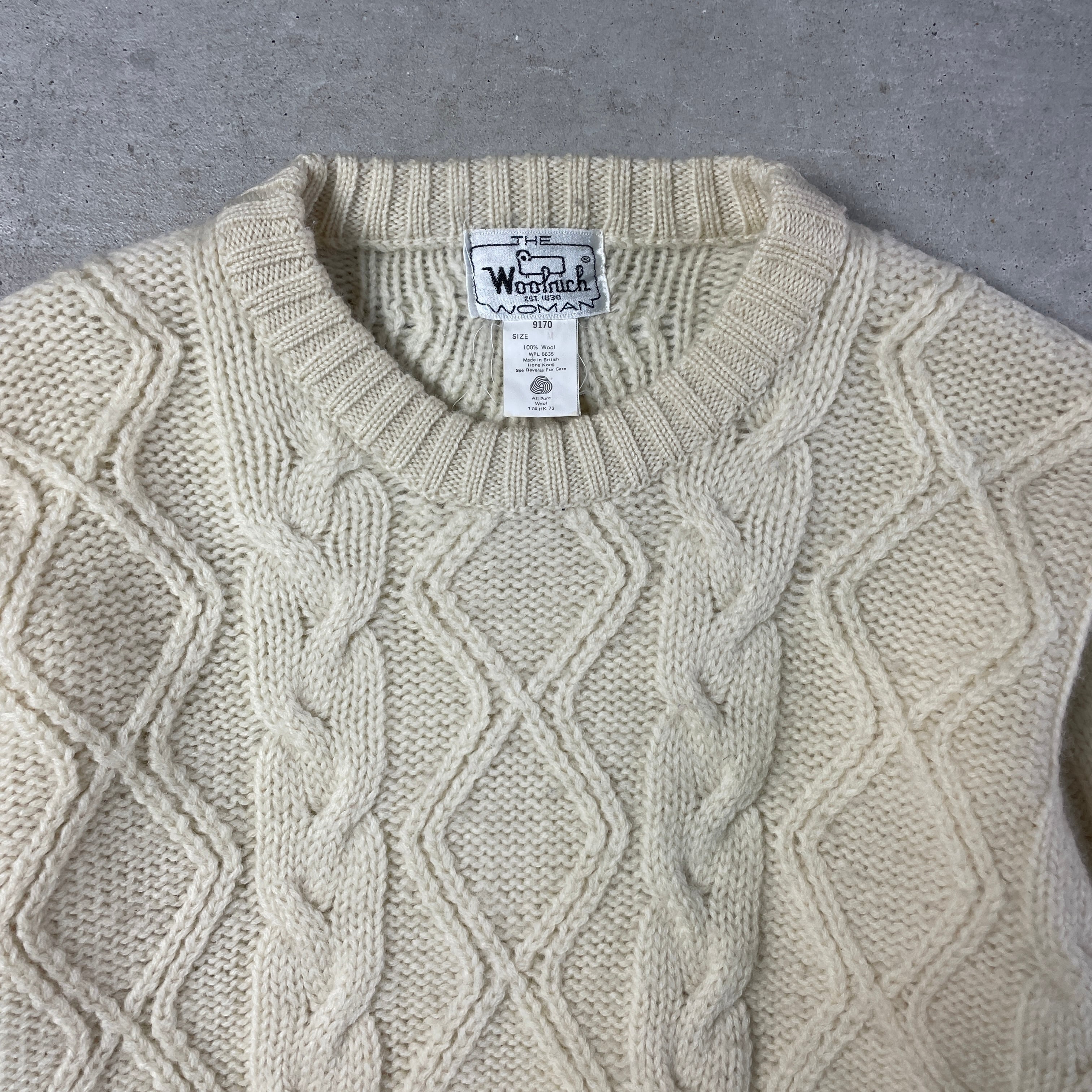 70年代 Woolrich ウールリッチ フィッシャーマンニット セーター 
