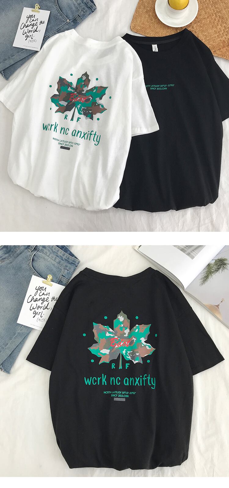 全2色 Tシャツ カットソー プリント カジュアル シンプル