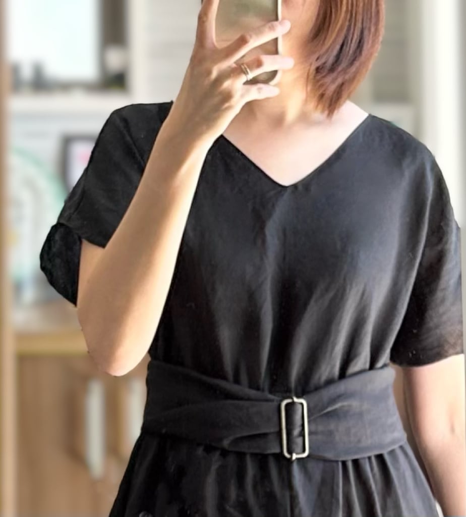 uchinoお洒落なワンピースM リゾートが似合う麻の黒ワンピース | HIROMI TAKANO / 旧Kafuu Coco Style
