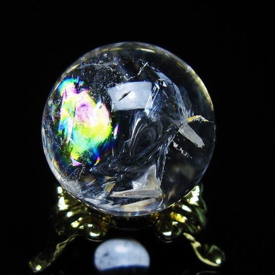 アイリスクォーツ 水晶 丸玉 虹入り 25mm スフィア 置物 水晶玉 一点物 141-7021