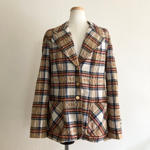 1970s Brown Plaid Tailored Jacket