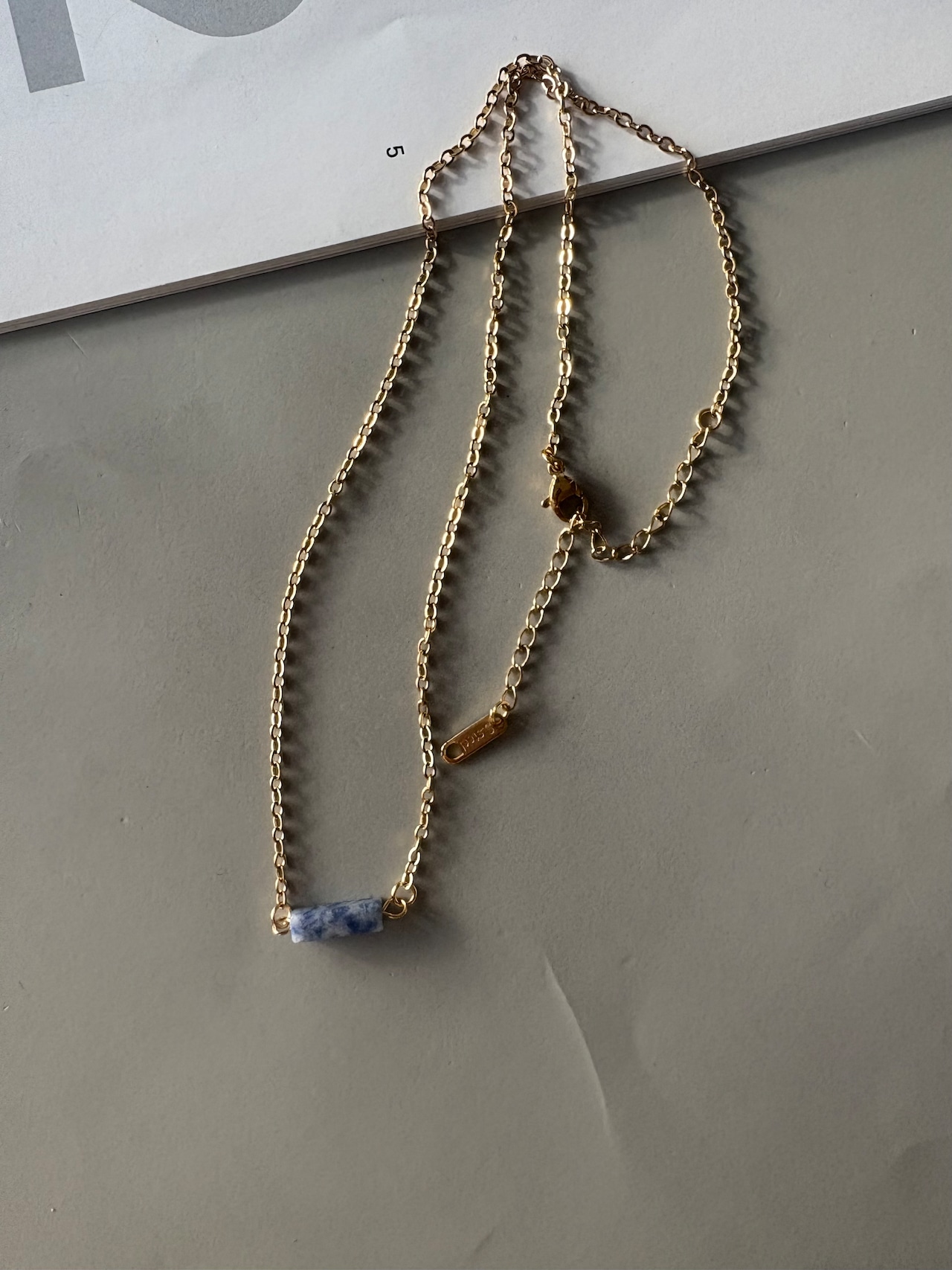 natural square stone necklace