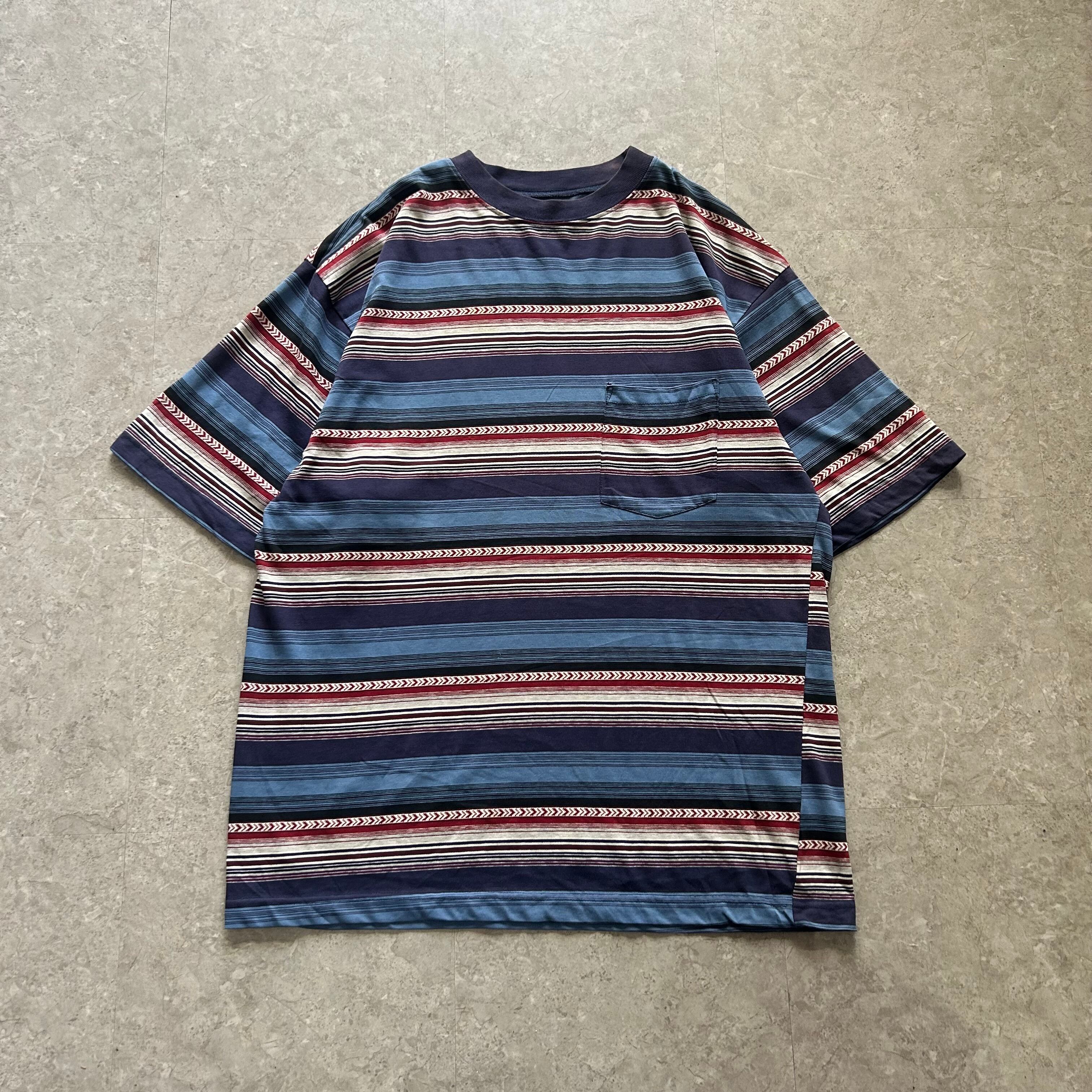 90s McINTOSH & SEYMOUR native pattern border pocket T-shirt【仙台店】