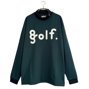 LOGO PRINT MOCK NECK L/S TEE -GREEN / BLACK-