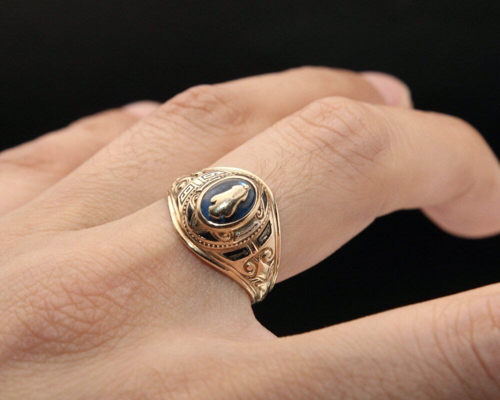 アクセサリー vintage college ring California Vintage College Ring [JOSTEN 10kt Gold] [1969s-] Blue Stone
