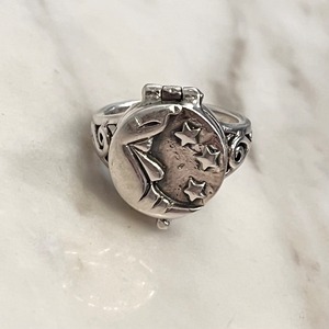 vintage silver " moon & star " ring