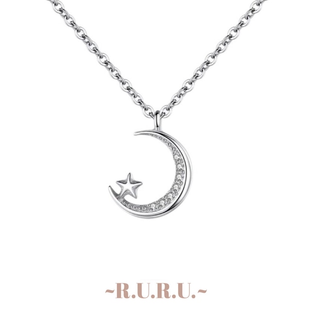 Silver moon necklace［A910］