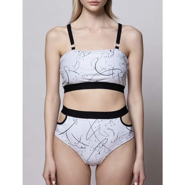 Waves Bikini Top - Black + Abstracat