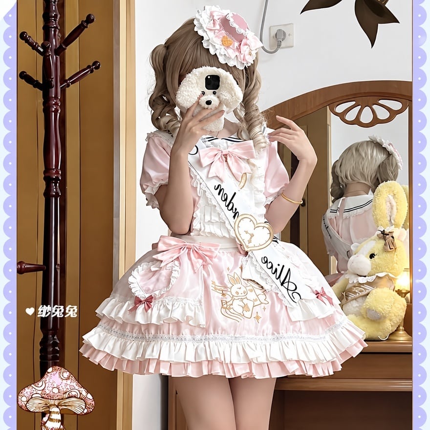 夢色アリスのフリルリボン ゆめかわいいロリータミニワンピース