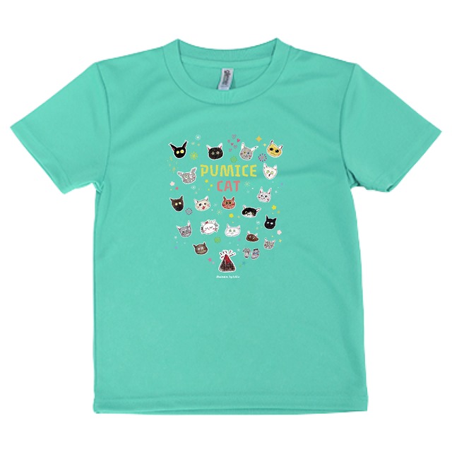 子供・ドライ【パミスネコB】Tシャツ・ミントグリーン