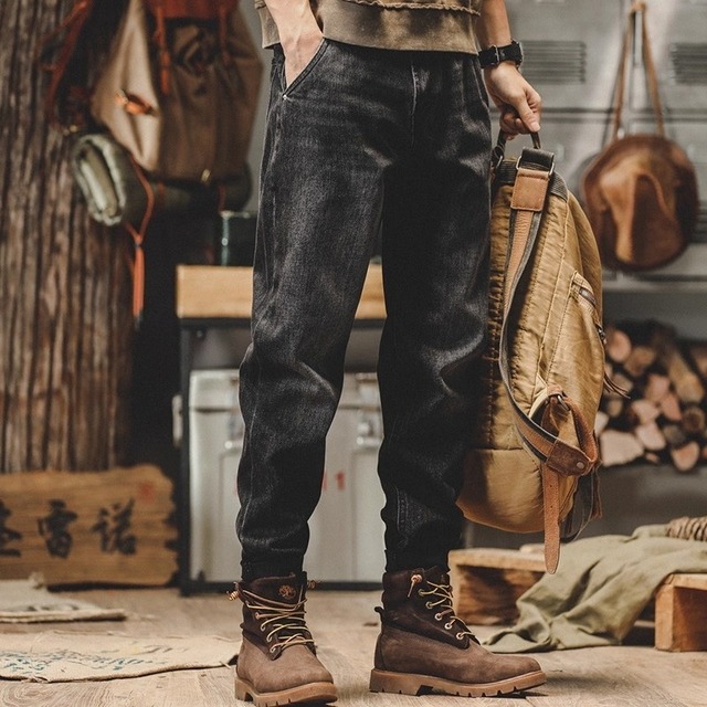 Tapered Silhouette Mid-Rise Men's Denim Pants ◇2color H0787