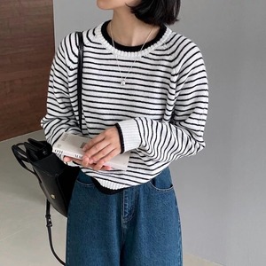 round neck border knit m0065