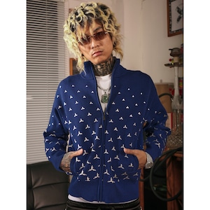 【DRIP6842】TGF Gradient Jacquard Logo Zip-Up Knit Jacket