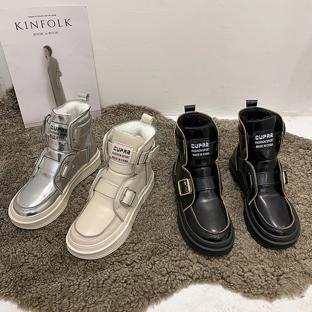 ショートブーツウィンタースタイルベルベットカジュアルベルト バックル 靴 シューズ 冬物 ハーネス フェイクシューズ76510197948