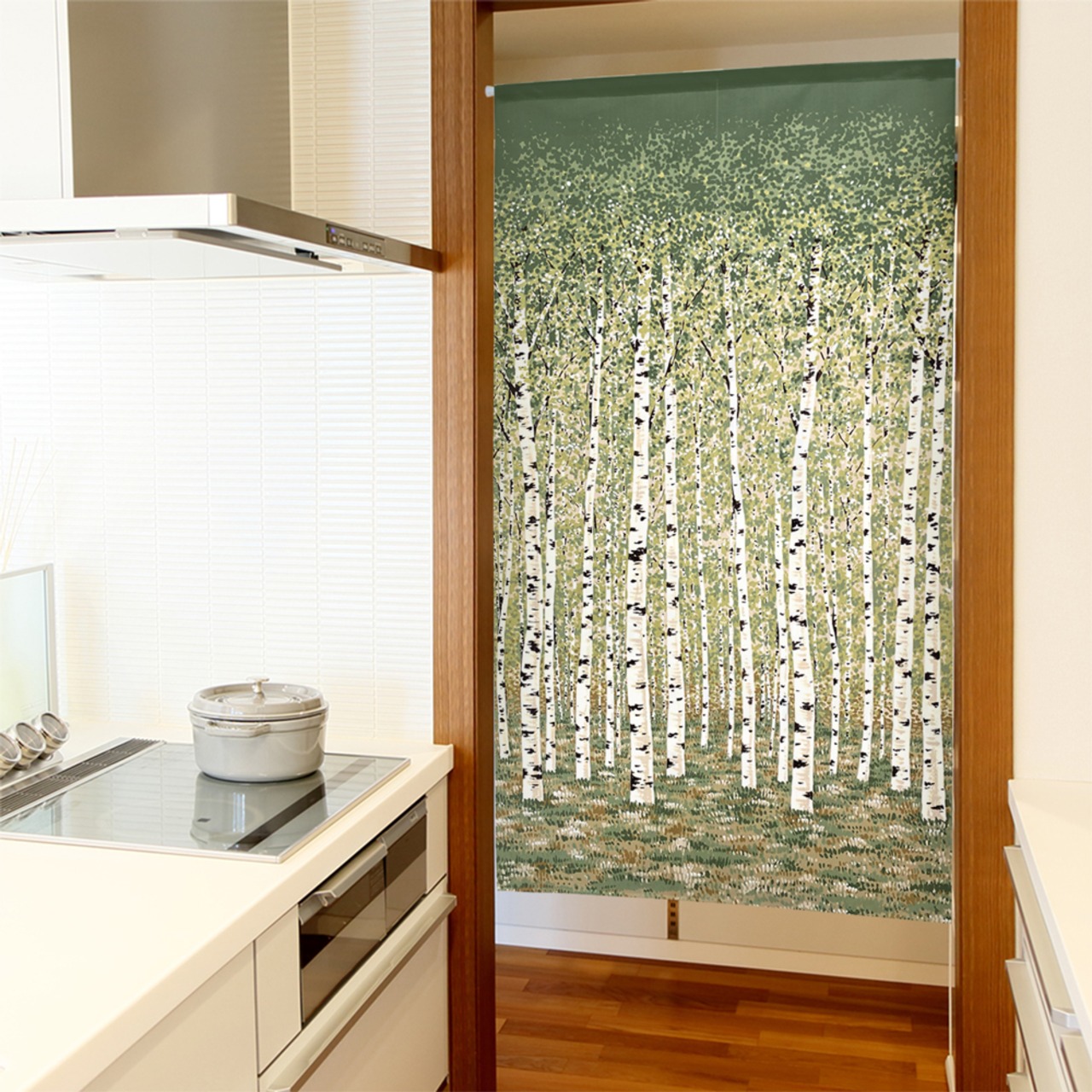 【受注生産】 のれん  白樺林  幅85ｘ丈150cm