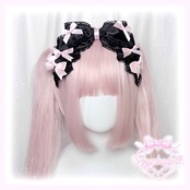 ♡【全10色】ドーリープリンセス パール＆ドットサテンリボン 2wayヘアクリップカチューシャ white×red ♡