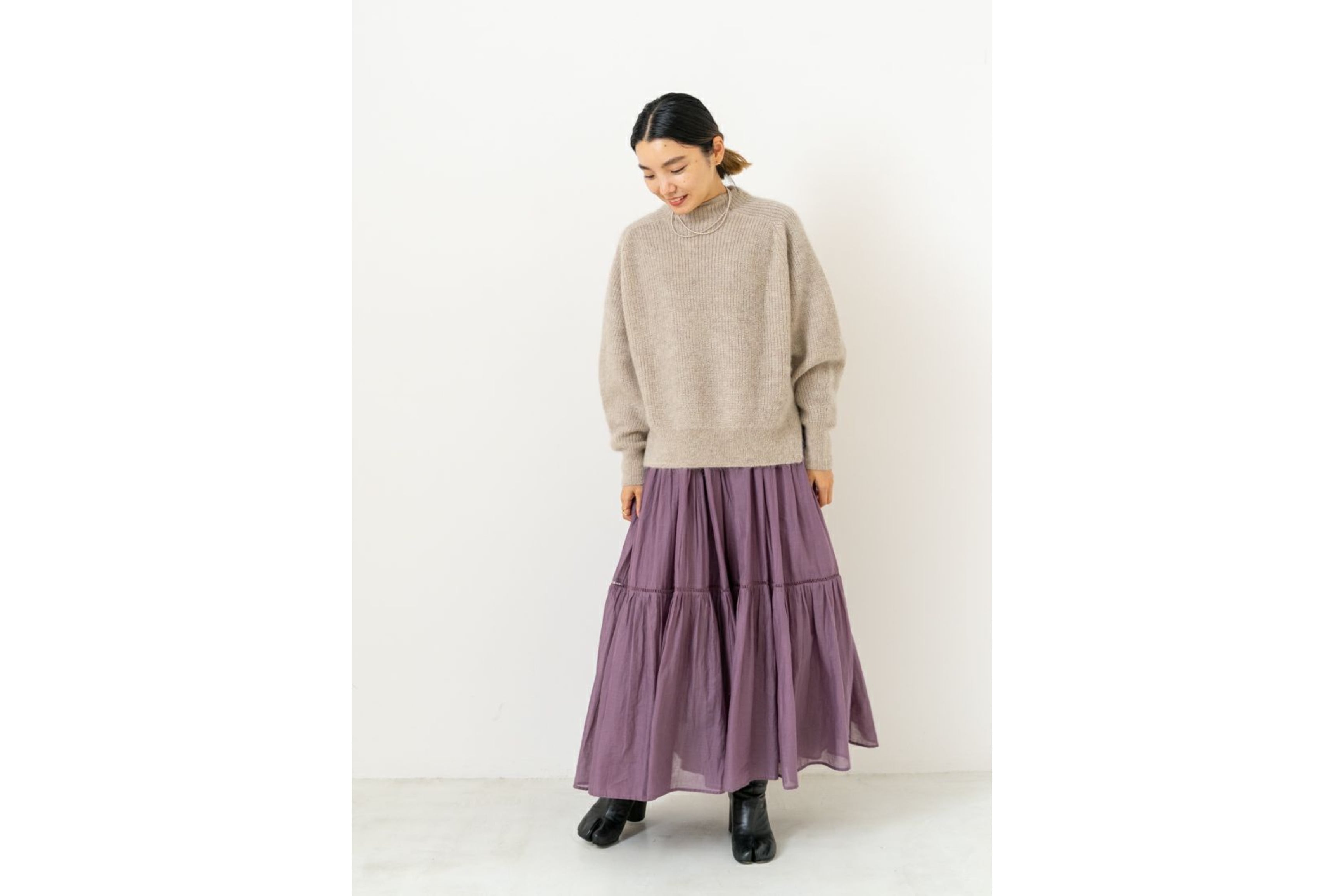 ne Quittez pas / Cotton Voile Tiered Maxi Dress Purple | Zakka so-la