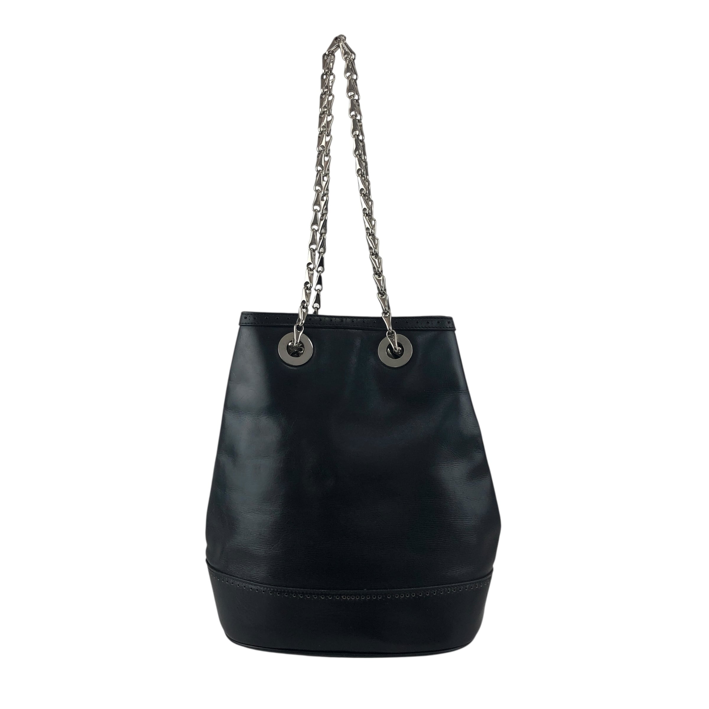 CELINE セリーヌ ショルダーバッグ ブラック ロゴ レザー チェーン