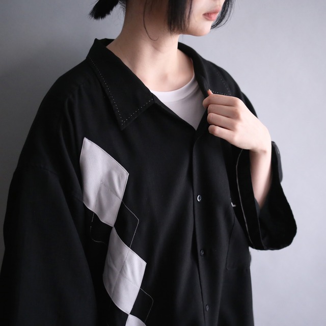 diamond patchwork and stitch 4XL super big h/s shirt