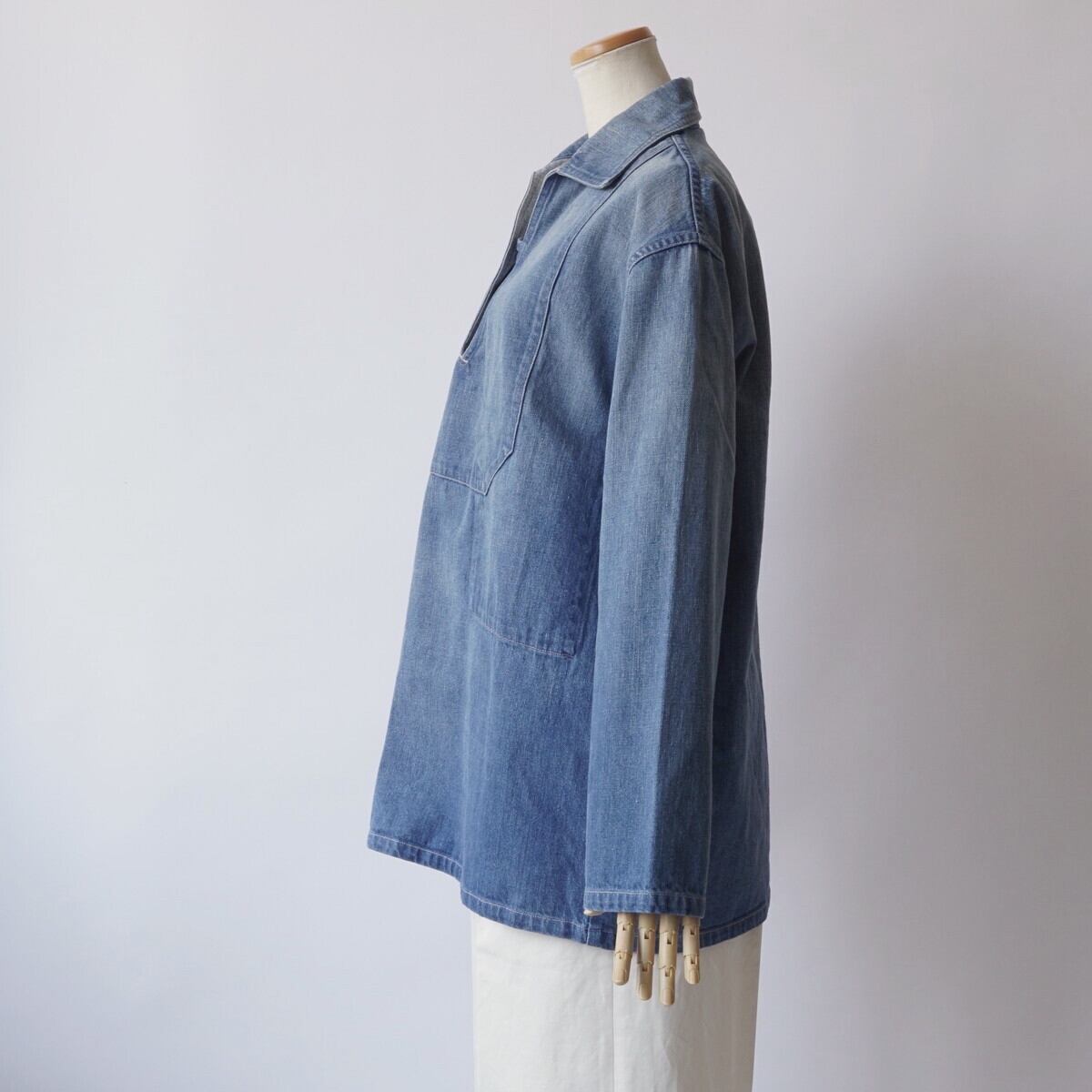 AURALEE/オーラリー・SELVEDGE FADED LIGHT DENIM P/O SHIRT | a flat shop