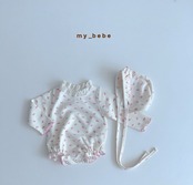 韓国子供服 / Mybebe / ワッフルレーススーツ (ボネット付き) / ベビー *S~Ⅿ*