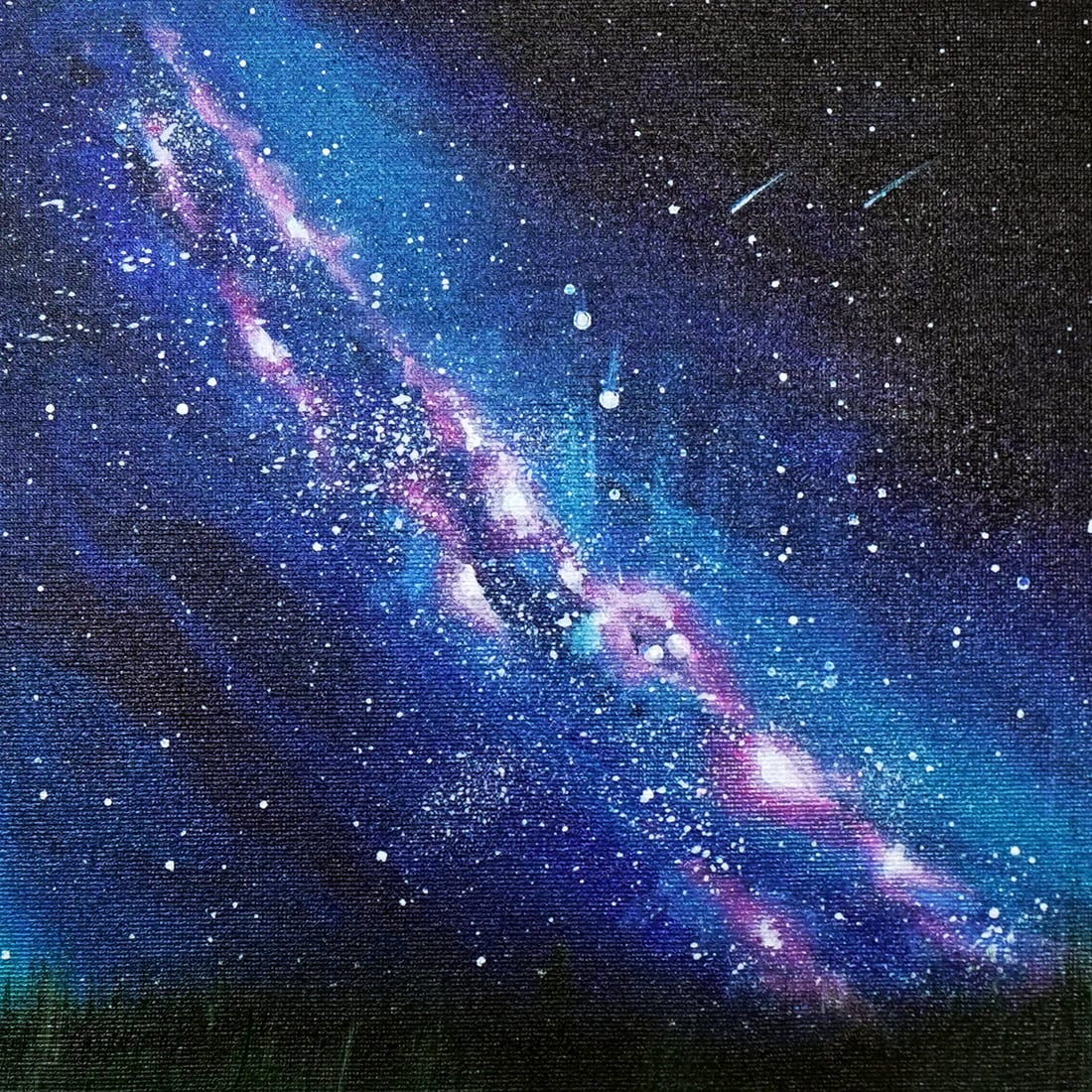 癒やしのヒーリング絵画＊夢色　銀河鉄道　虹色　夜空　リラクゼーション 虹色に輝く川 | easobi Artshop