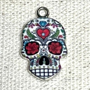 エナメルスカルヘッドシルバーベースチャーム/ドクロ