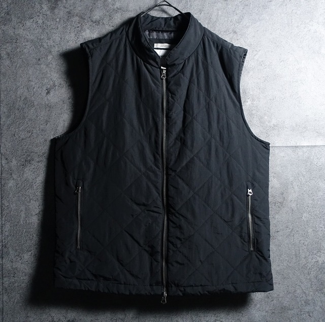 Black Double Zip Quilted Nylon Vest