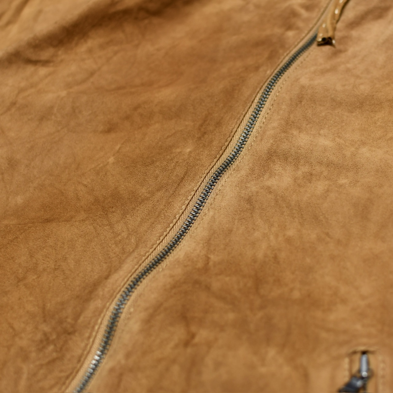 track jacket type brown nubuck leather blouson