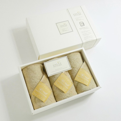 無撚糸（むねんし）高級Face Towel　3枚SET　Star Beige（ベージュの癒し ）/   Star Beige(ベージュの癒し）/  Star Beige（ベージュの癒し）