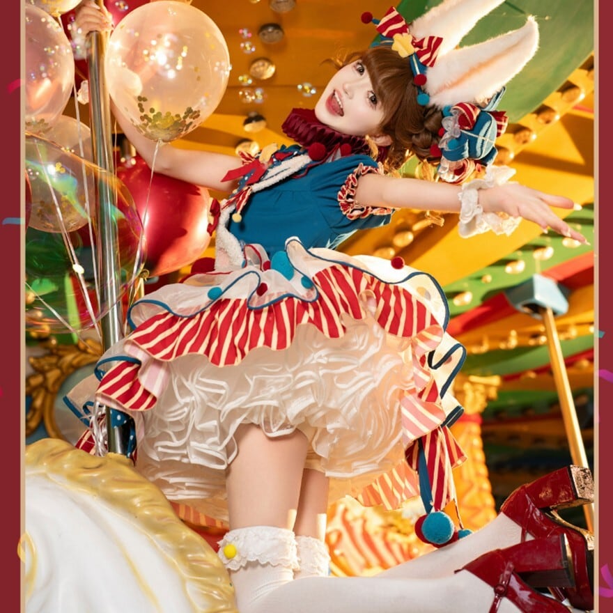 アイドル ピエロ コスチューム 4点セット ハロウィン イベント コン