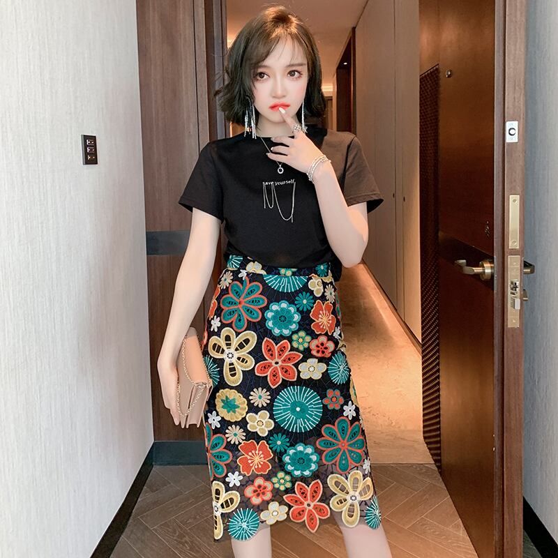 刺繍チェーン プリーツフィットTシャツ サマー 夏物 MIUCO30782814298