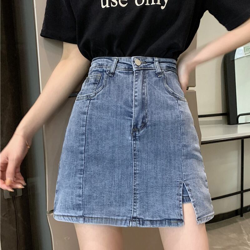 ウエストスリムAラインジーンズスカート夏新作女子学生レトロワイルドスプリットスカートパンツ 1号婦人22533213298