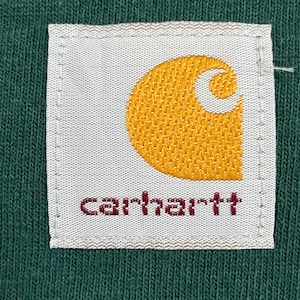 【Carhartt】2XL ビッグシルエット Tシャツ T-SHIRT ポケットTシャツ ポケT 半袖 ワンポイント カーハート ディープグリーン LOOSEFIT ゆるだぼ US古着