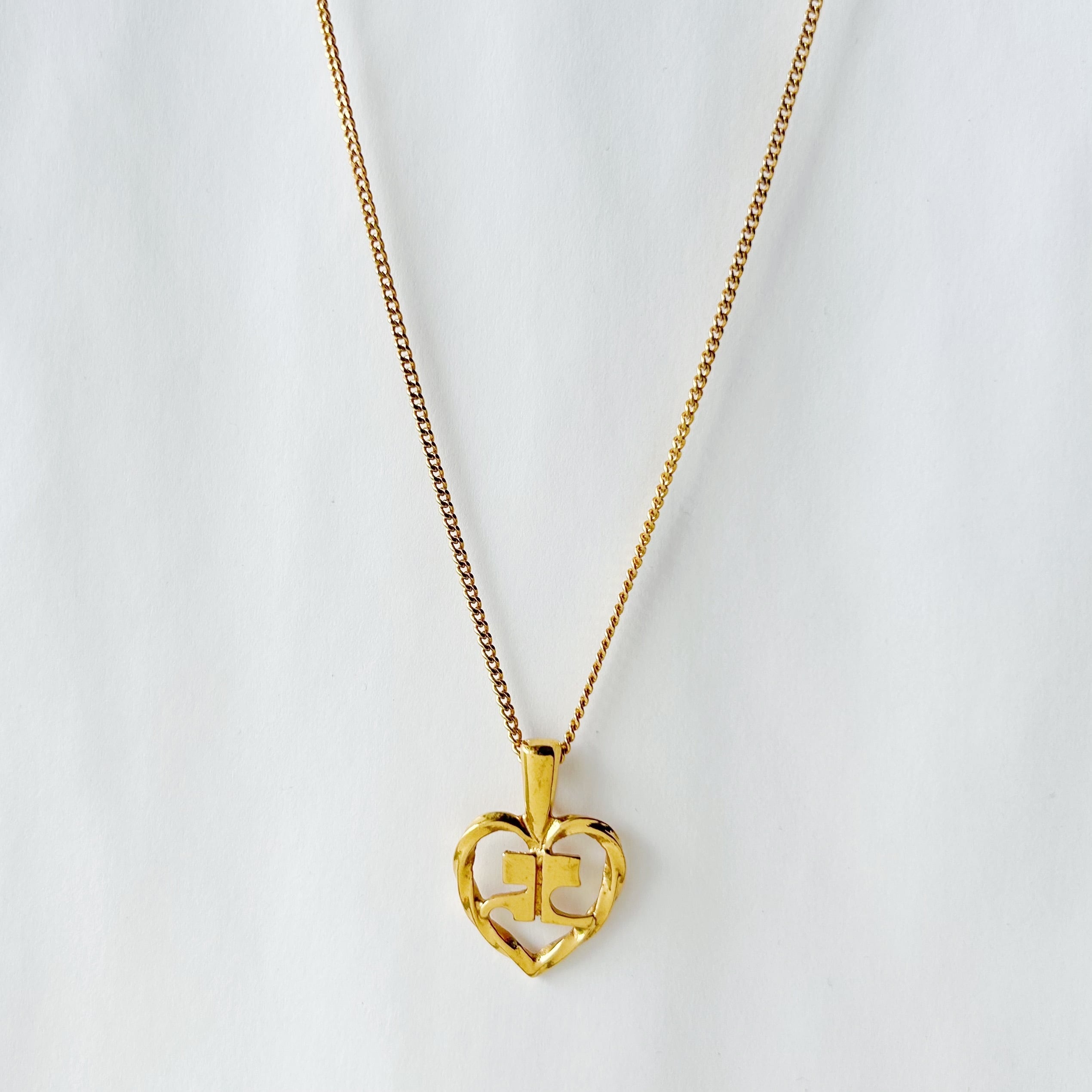 C7126】courreges heart emblem necklace/クレージュ/ネックレス