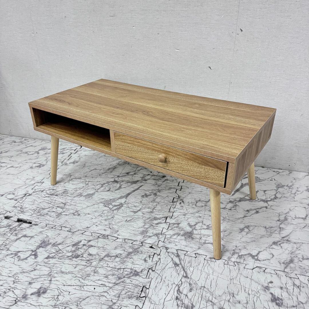 棚付き折れ脚テーブル Luster 80 オーク