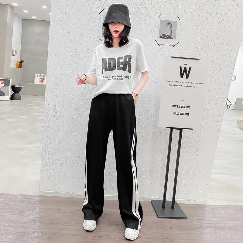 スプリングTシャツ シャツ レディースルーズトップス ワイドレッグパンツ 春物 ワイドパンツ ミックスインファッション53797176670