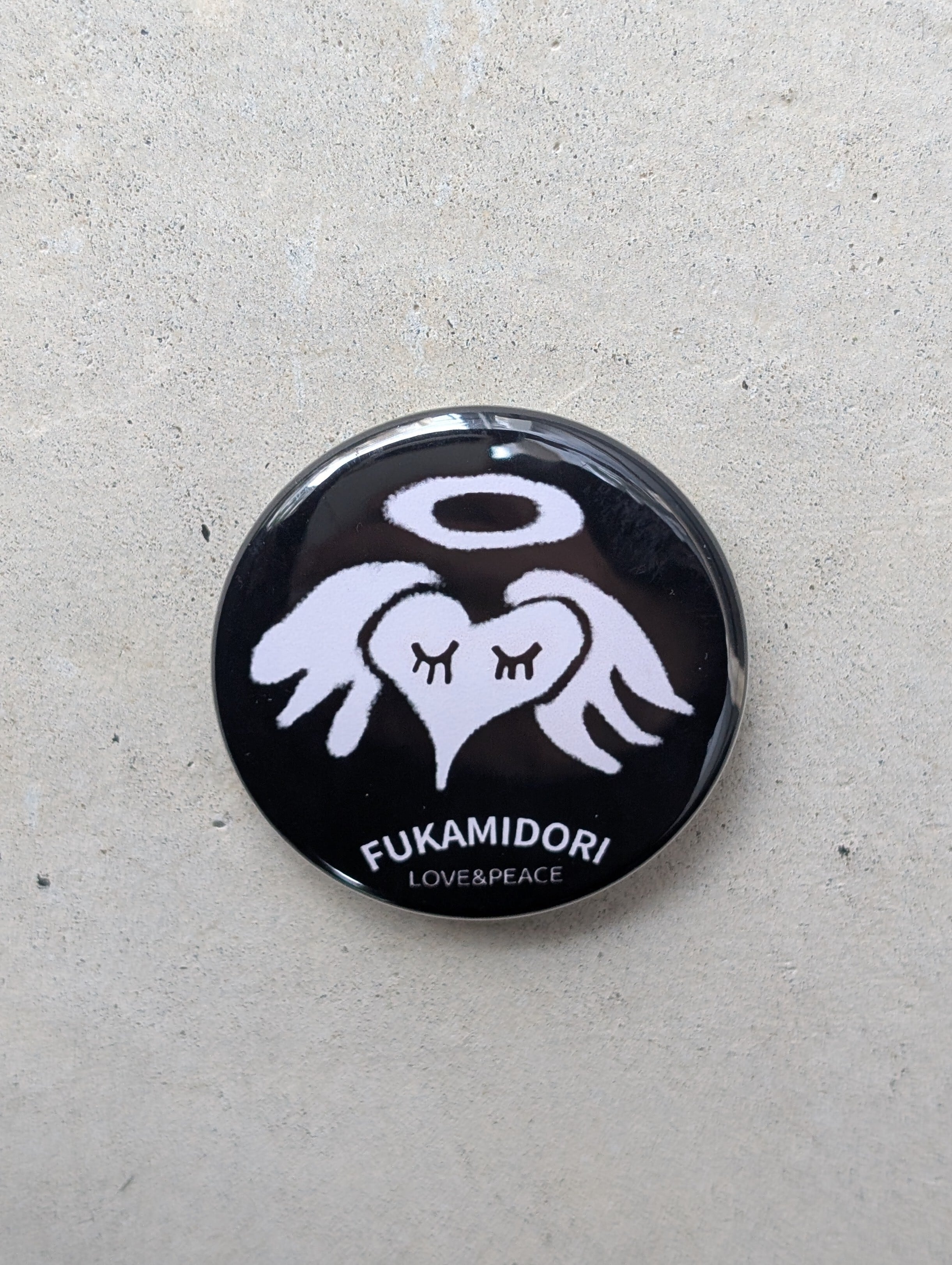 "深緑" ORIGINAL pinback button / ANGEL HEART / BLACK