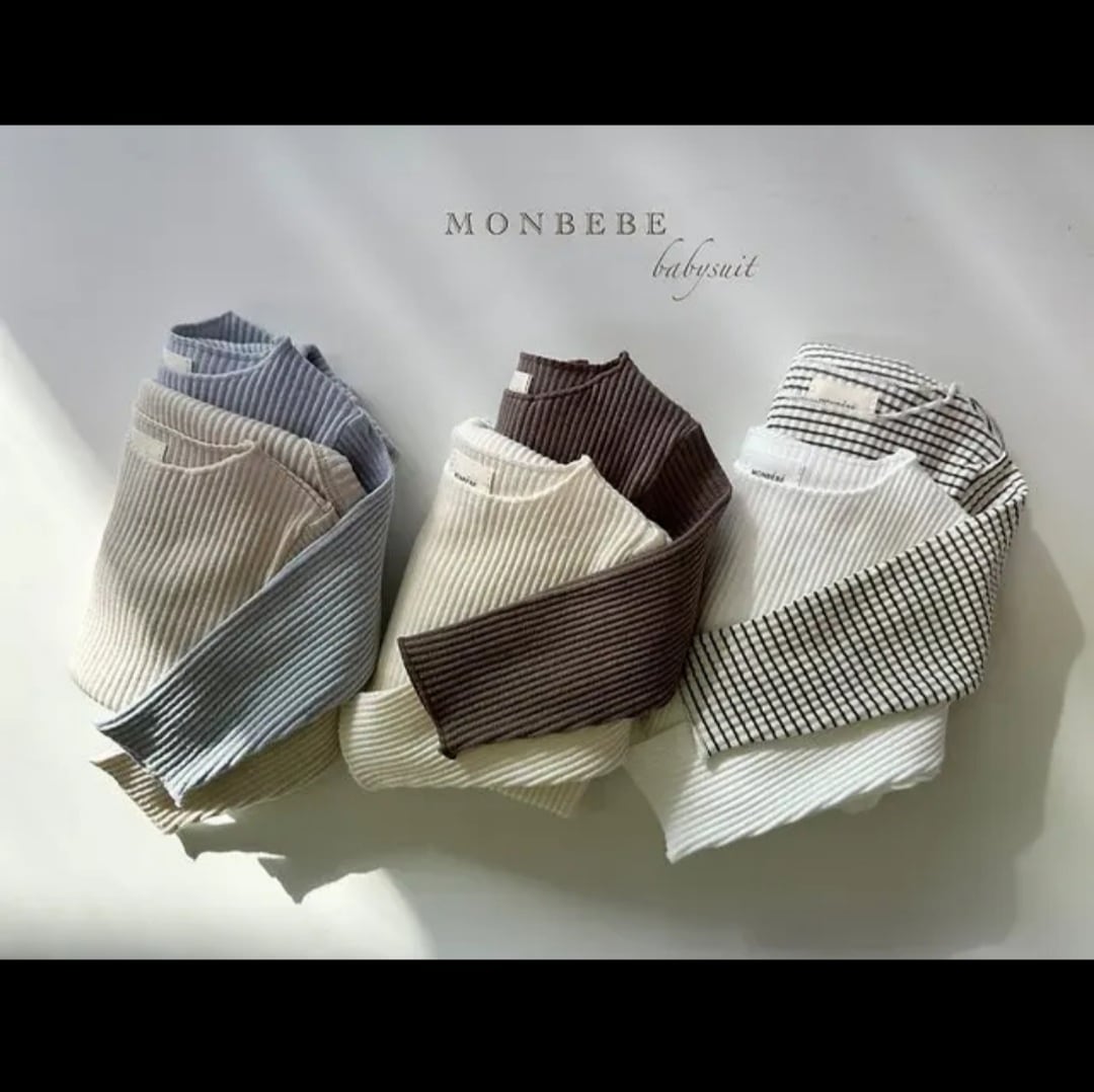 新品】monbebe ロンパース ボンネットセットcream new born 新生児着