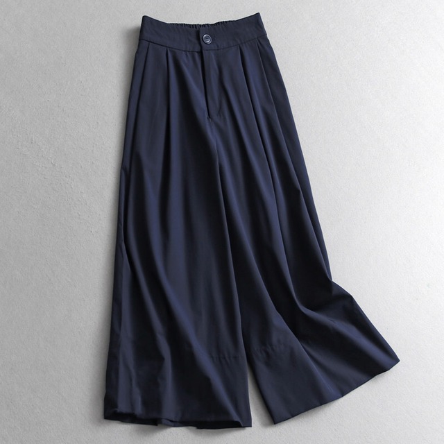 Front Tuck Design Wide Cropped Pants　BO0322